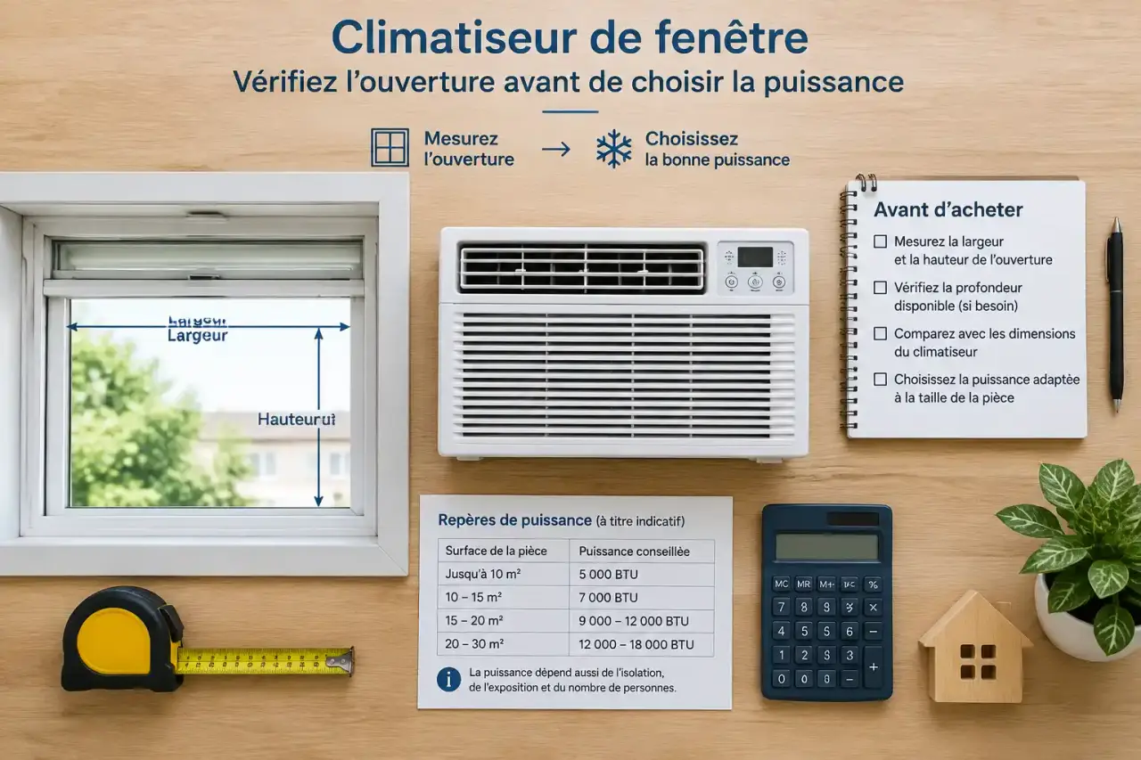 Climatiseur de fenêtre : vérifiez l’ouverture avant de choisir la puissance