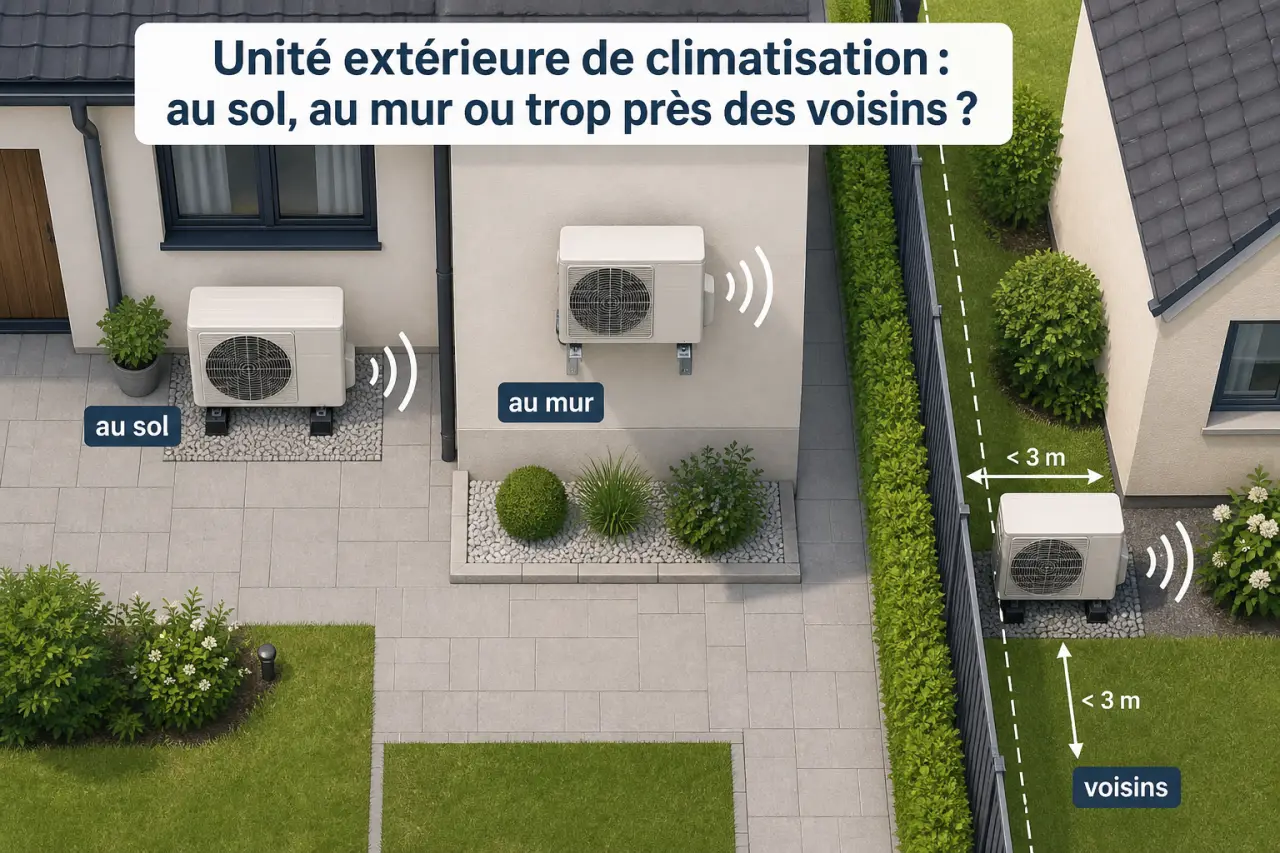 Unité extérieure de climatisation : au sol, au mur ou trop près des voisins ?