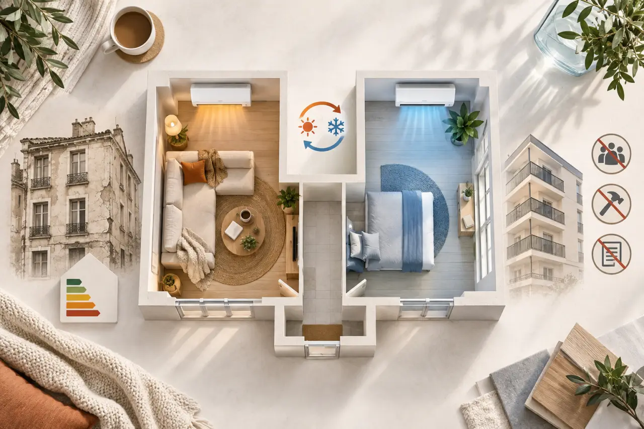La climatisation réversible chauffe et rafraîchit, mais pas dans tous les logements