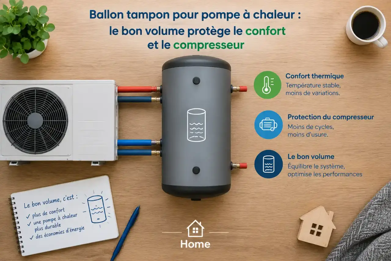 Ballon tampon pour pompe à chaleur : le bon volume protège le confort et le compresseur