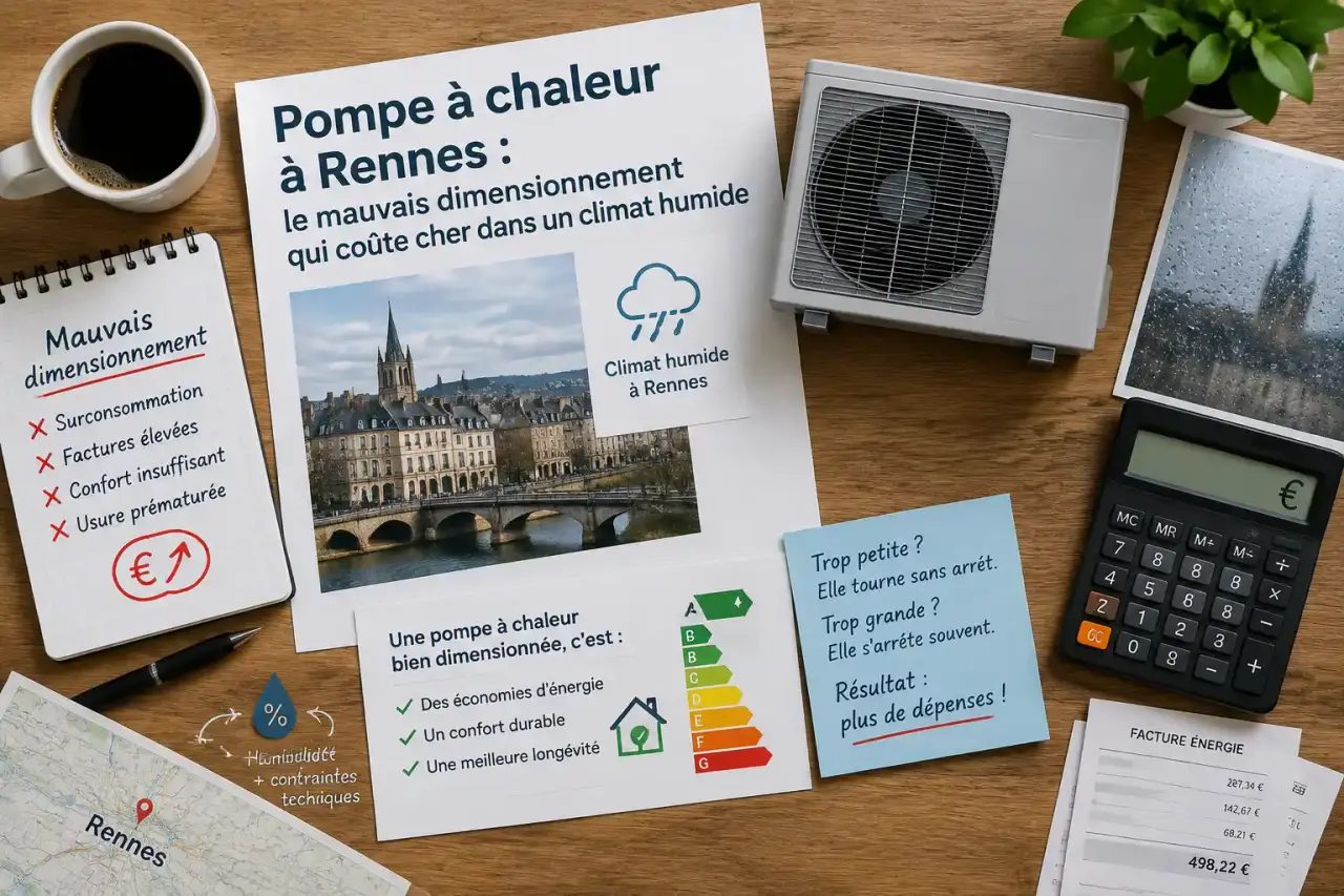 Pompe à chaleur à Rennes : le mauvais dimensionnement qui coûte cher dans un climat humide