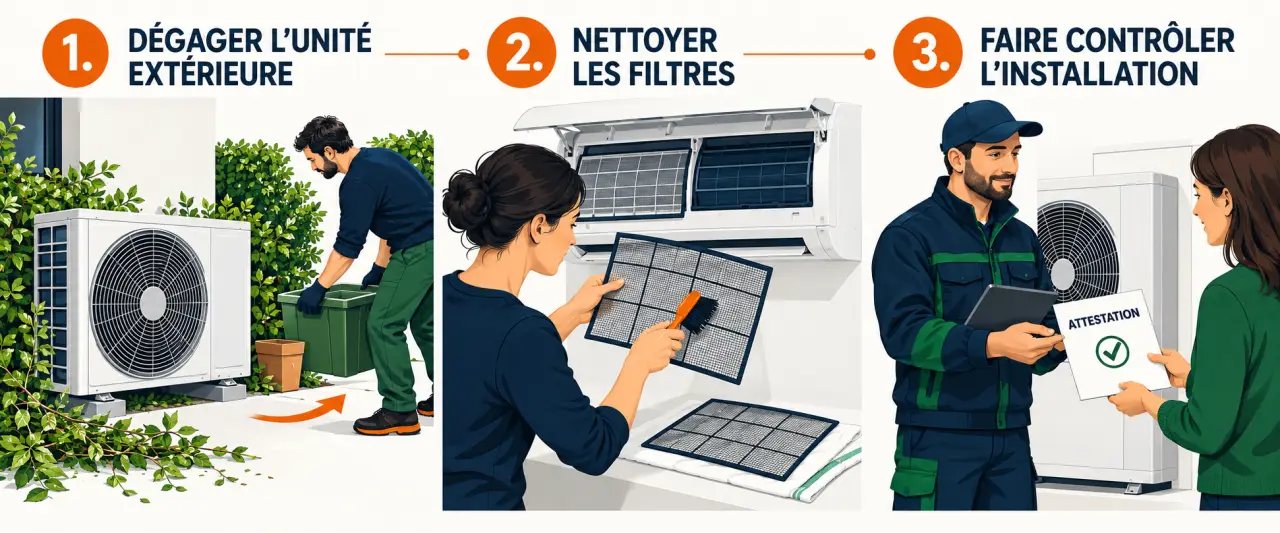 Pompe à chaleur entretien : gestes de l’utilisateur et contrôles réalisés par un professionnel