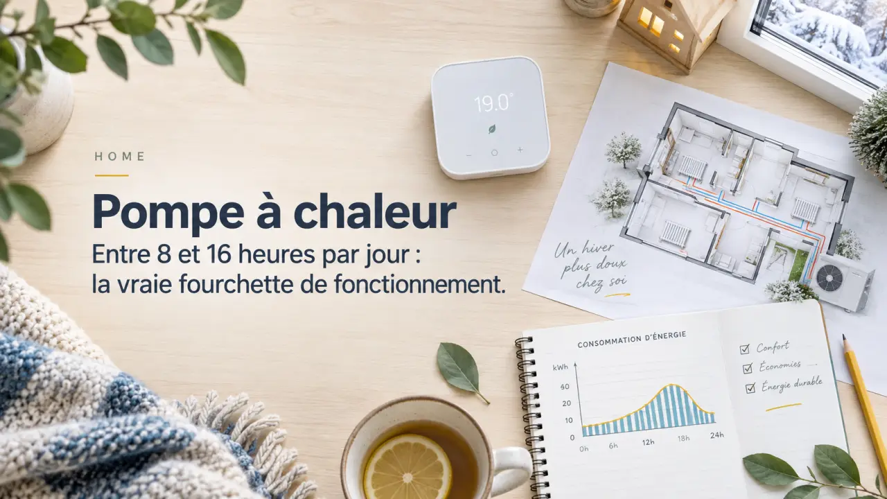 Pompe à chaleur : entre 8 et 16 heures par jour, la vraie fourchette de fonctionnement