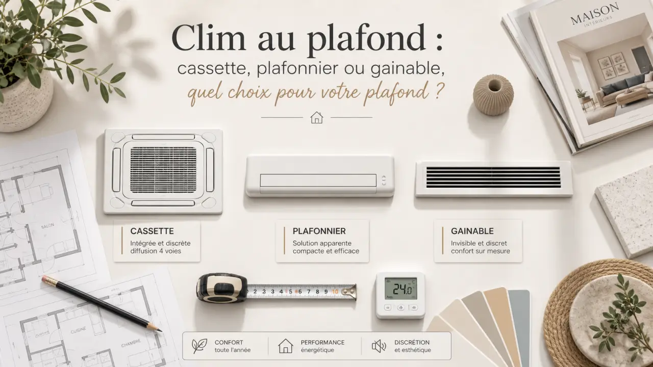 Clim au plafond : cassette, plafonnier ou gainable, quel choix pour votre plafond ?