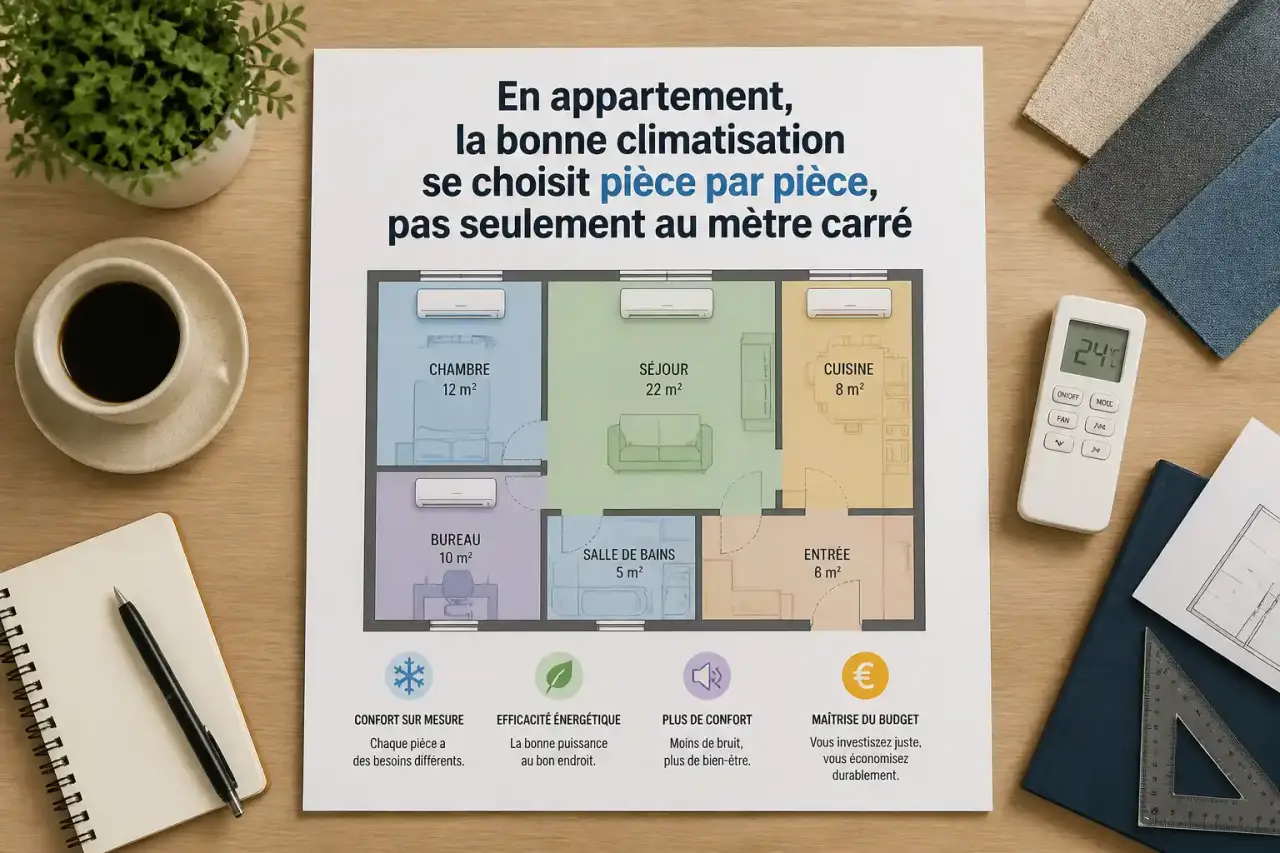 En appartement, la bonne climatisation se choisit pièce par pièce, pas seulement au mètre carré